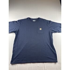 Carhartt Pocket T Shirt Mens 2XL Loose Fit Workwear Navy Blue Tee